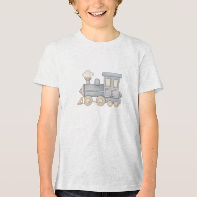 Soft Pastel Toy Train Locomotive Illustration T Shirt (Framsida)