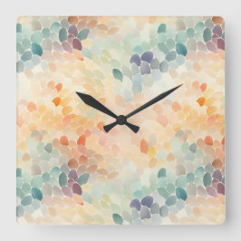 Soft Pastel Watercolor Abstract Fyrkantig Klocka
