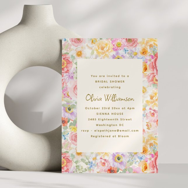 Soft Pastel Watercolor Floral Bridal Shower Inbjudningar (Skapare uppladdad)