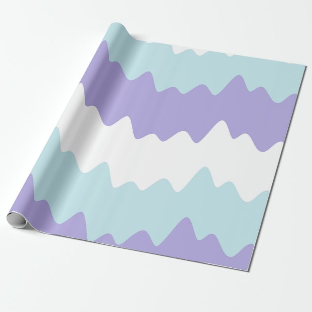 Soft Pastel Wavy Stripes Presentpapper (Utrullad)