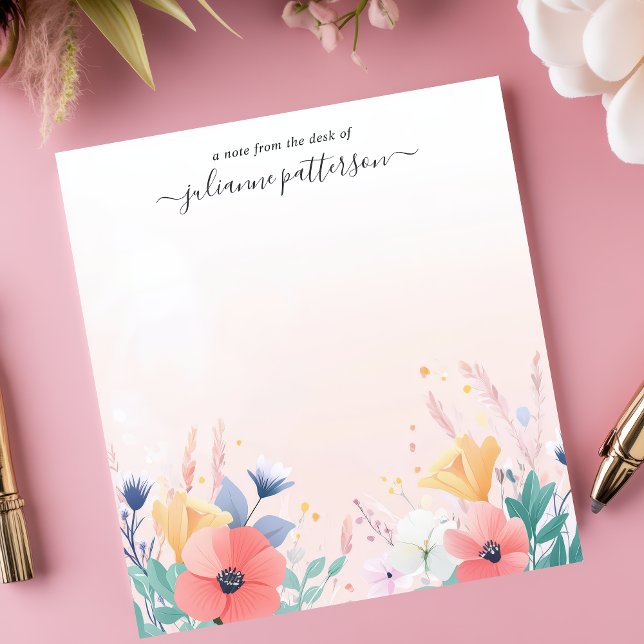 Soft Pastel WildblommGarden Personlig Namn Anteckningsblock (Skapare uppladdad)