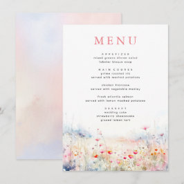 Soft Pastel Wildblommor Bröllop Menu Meny