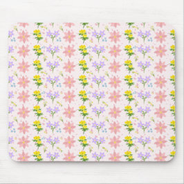 Soft Pastel Wildflower Botanical Pattern Mousepad  Musmatta