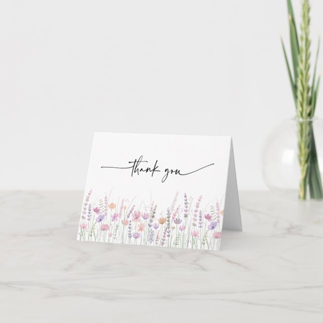 Soft Pastel Wildflower Wedding Tack Kort (Framsida)