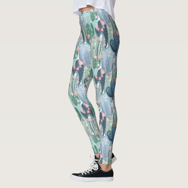 Soft Patel Cactus Mönster Leggings (Vänster)