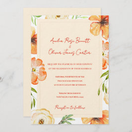 Soft Peach Garden Meadow Floral Wedding Invitation Inbjudningar