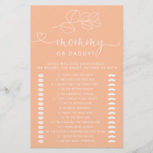 Soft Peach Modern Baby Shower Mamma eller pappa Ga
