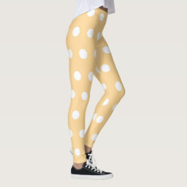 Soft Peach och White Polka Dot Mönster Girly Cute Leggings