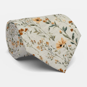 Soft Peach Wildblomelegance Blommigt Bröllop Slips