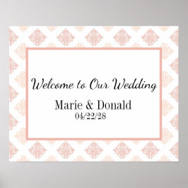Soft Peachy Damask Wedding Poster