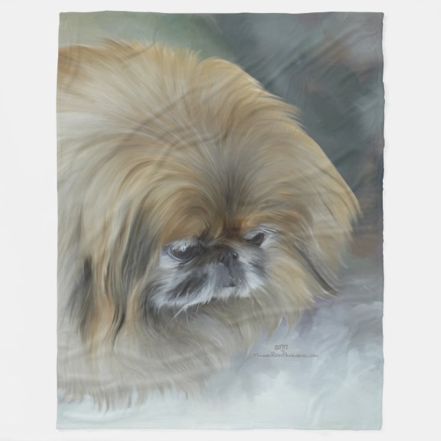Soft Pekingese Ull Fleecefilt (Framsidan)