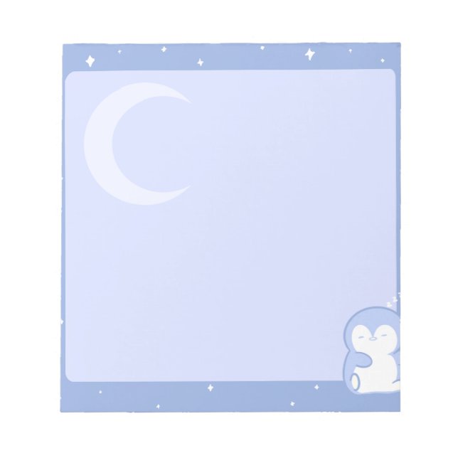 Soft Penguin Night Notepad | Calm Pastel Memo Pad (Framsida)
