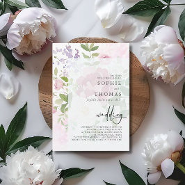 Soft peonies elegant bröllop inbjudningar