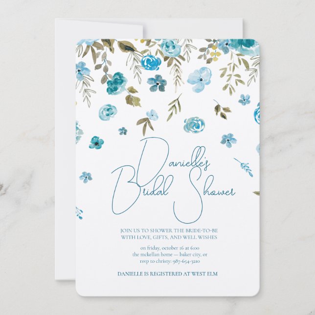 Soft Petal Rain Bridal Shower Invitation Inbjudningar (Framsida)