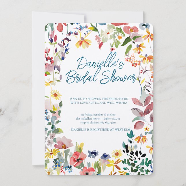 Soft Petal Rain Bridal Shower Invitation Inbjudningar (Framsida)
