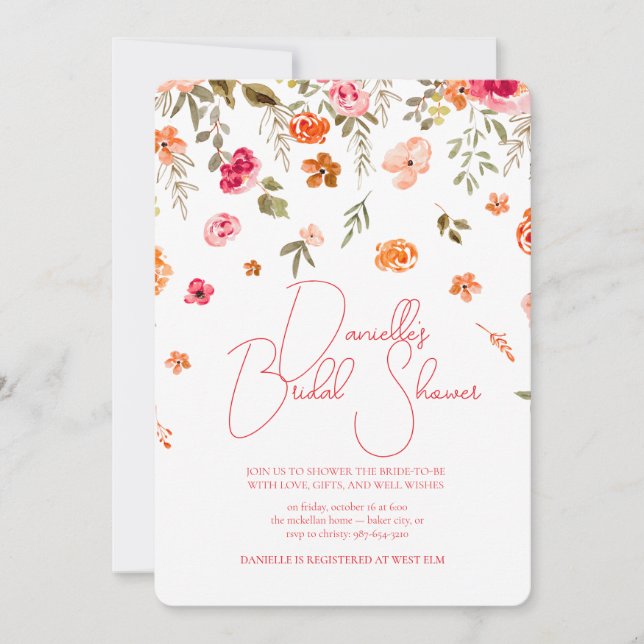 Soft Petal Rain Bridal Shower Invitation Inbjudningar (Framsida)