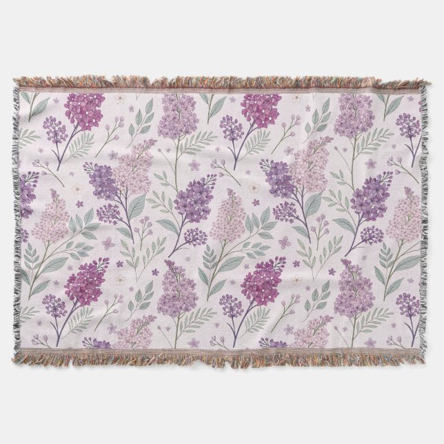 Soft Pink and Purple Lilac Floral Pattern   Filt (Framsidan)
