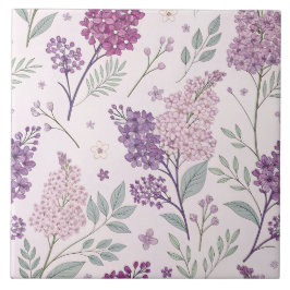 Soft Pink and Purple Lilac Floral Pattern   Kakelplatta