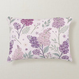 Soft Pink and Purple Lilac Floral Pattern   Prydnadskudde