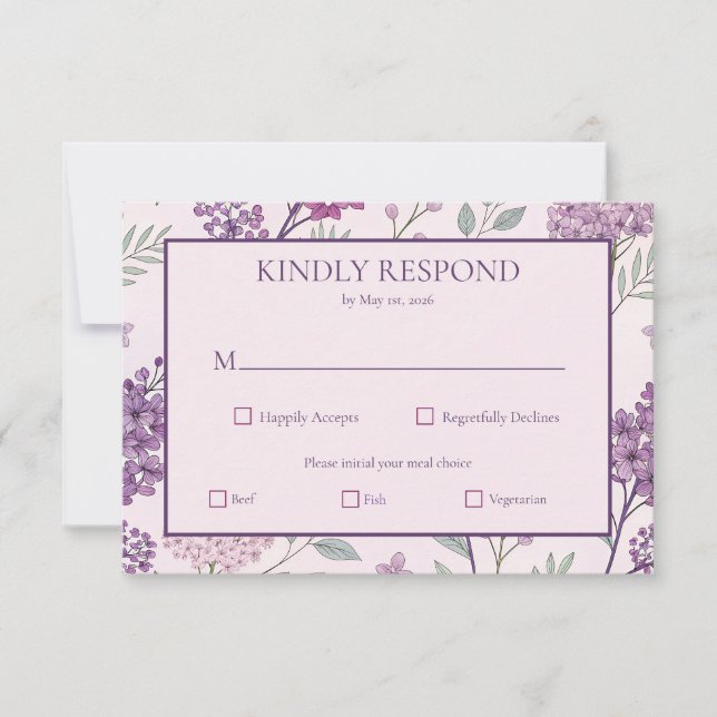 Soft Pink and Purple Lilac Floral Wedding OSA Kort (Framsida)