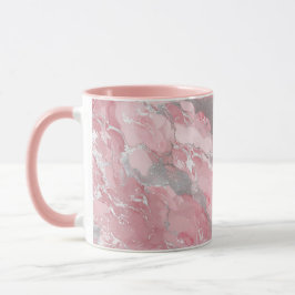 Soft Pink and Silver Marble-Like Pattern Mugg