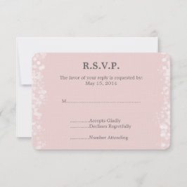 Soft Pink and White Bokeh Wedding RSVP OSA Kort