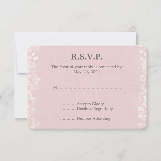 Soft Pink and White Bokeh Wedding RSVP OSA Kort (Framsida)