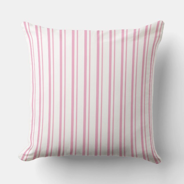 Soft Pink and White strips Kudde (Framsida)