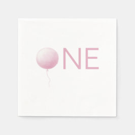 Soft Pink Balloon Modern Girl First Birthday Party Pappersservett