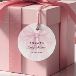 Soft Pink Blush Bow Baby Girl Favor Tags Gåvor Etiketter
