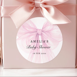 Soft Pink Blush Bow Baby Girl Stickers Runt Klistermärke
