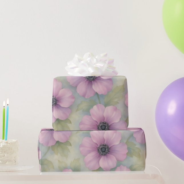 Soft Pink Botanical Floral Wrapping Paper Presentpapper (Festgåvor)