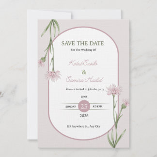 Soft Pink Botanical Wedding Invitation Inbjudningar