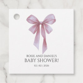 Soft Pink Bow Girl Baby Shower Gåvor Etiketter