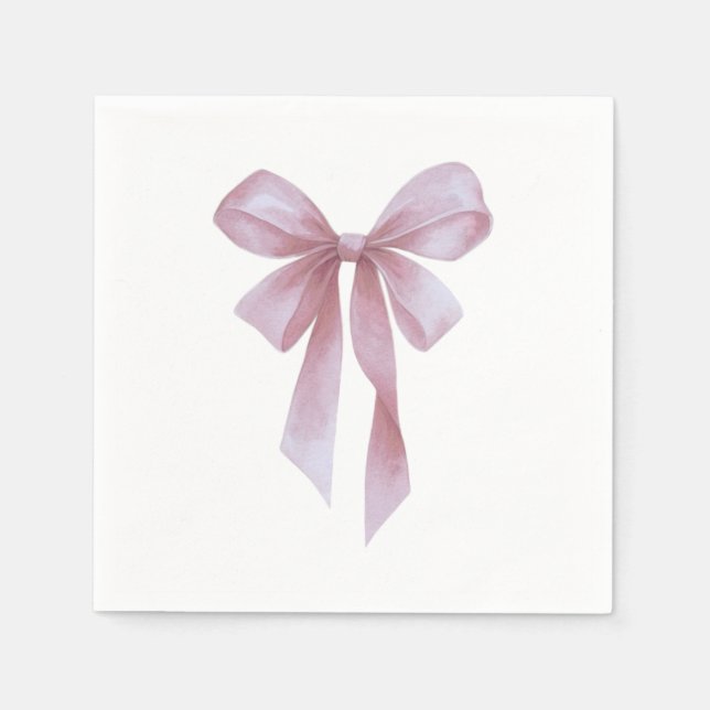Soft Pink Bow Girl Baby Shower Pappersservett (Framsidan)