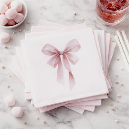 Soft Pink Bow Girl Baby Shower Pappersservett