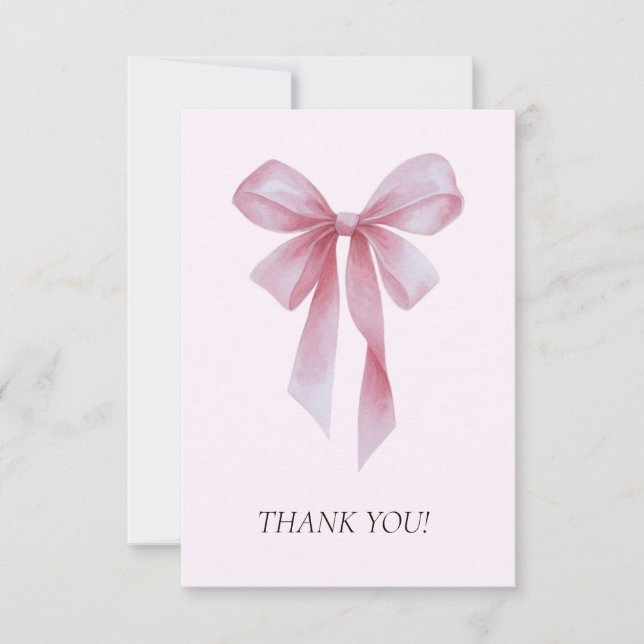 Soft Pink Bow Girl Baby Shower Tack Kort (Framsida)
