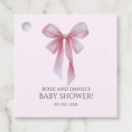Soft Pink Bow Girl Baby Shower Welcome Gåvor Etiketter