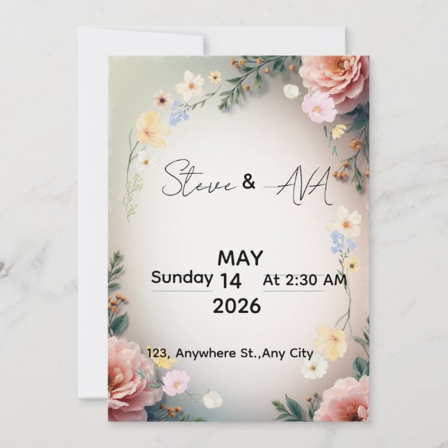 Soft Pink Elegant Wedding Invitation Inbjudningar (Framsida)