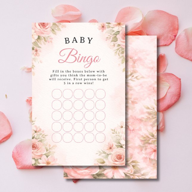 Soft Pink Floral Baby Bingo Shower Game (Skapare uppladdad)
