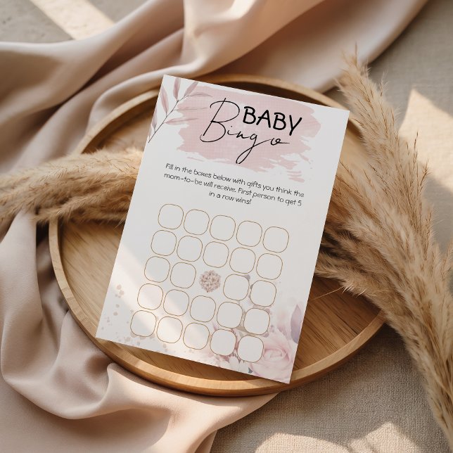 Soft Pink Floral Baby Shower Bingo Game Printable (Skapare uppladdad)