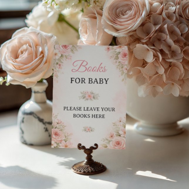 Soft Pink Floral Books for Baby Sign Poster (Skapare uppladdad)