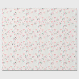 Soft Pink Floral & Bow Pattern – Cute Romantic  Presentpapper
