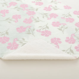 Soft Pink Floral Sherpa Blanket