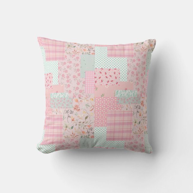 Soft Pink Floral Throw Pillow | Elegant Rose Aesth Kudde (Framsida)