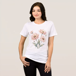 Soft Pink Floral Watercolor Bouquet Art T Shirt