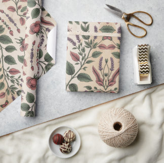 Soft Pink & Green Floral Presentpapper