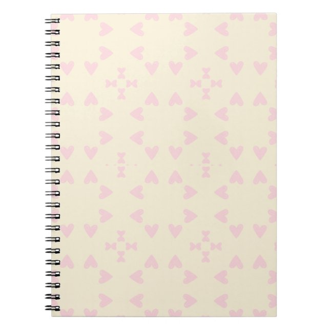 Soft Pink Heart Pattern – Cute Aesthetic Seamless  Anteckningsbok (Framsidan)