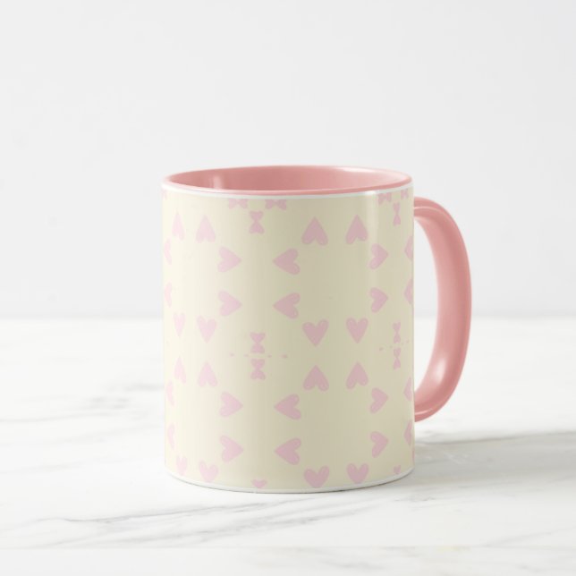 Soft Pink Heart Pattern – Cute Aesthetic Seamless  Mugg (Framsida höger)