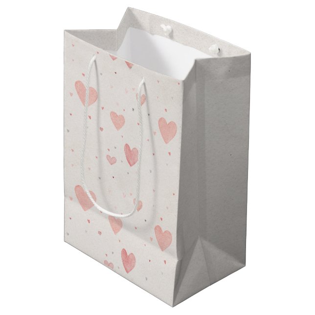 Soft Pink Hearts Gift Bag (Framsidan Vinklad)